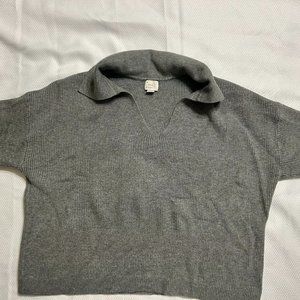 Collared Polo Ribbed Pullover Sweater
